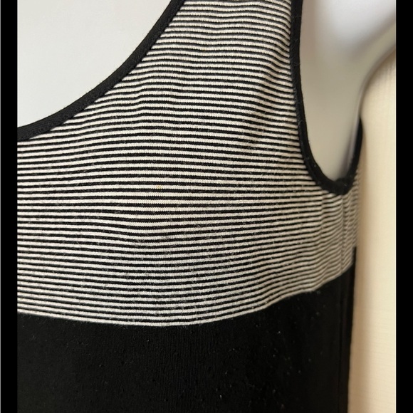 THEORY Tegano Engineered Tee Tank Dress Black White Striped Mini Knit Small - Picture 6 of 9
